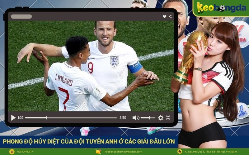 Phong độ hủy diệt của đội tuyển Anh ở các giải đấu lớn